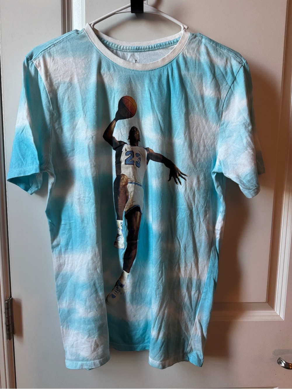 Jordan Blue and White Tie-Dye Basketball Graphic Tee